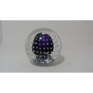 Jablonski Poland Lead Crystal Controlled Bubble Paperweight Purple Core Orb
